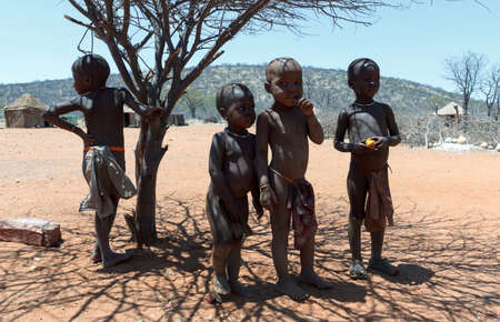 NAMIBIA, KAMANJAB, OCTOBER 10: Unidentified child Himba tribe. The Himba are indigenous peoples...
