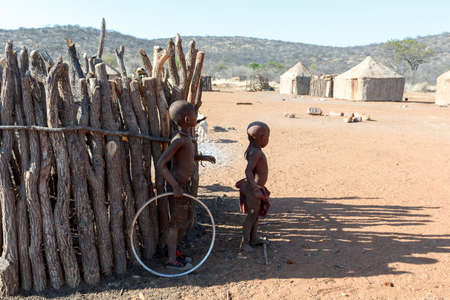 NAMIBIA, KAMANJAB, OCTOBER 10: Unidentified child Himba tribe. The Himba are indigenous peoples...