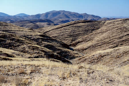 fantrastic Namibia moonscape landscape, near town Walvis bay, Kuiseb Canyonの写真素材