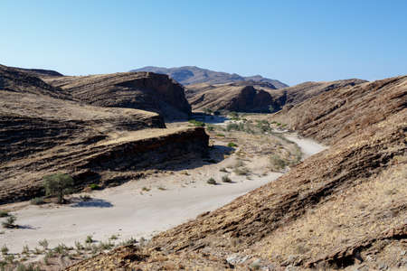 fantrastic Namibia moonscape landscape, near town Walvis bay, Kuiseb Canyonの写真素材