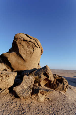 Rock formation in Namib desert in sunset, landscape, Vogelfederberg, Namibia, Africaの写真素材