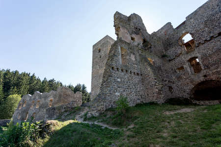 very old Castle ruins, Primelkov Rokstejn, Vysocina region Czech Republicの写真素材