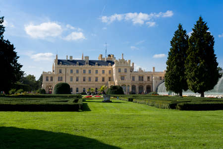 Side View of Lednice Castle at Sunset, UNESCO World Heritage in Lednice, South Moravia, Czech Republicのeditorial素材