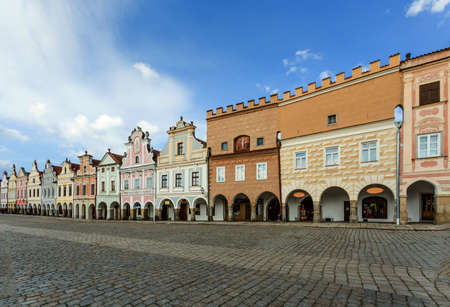 Telc, Czech Republic . A row of the houses on main squareの写真素材