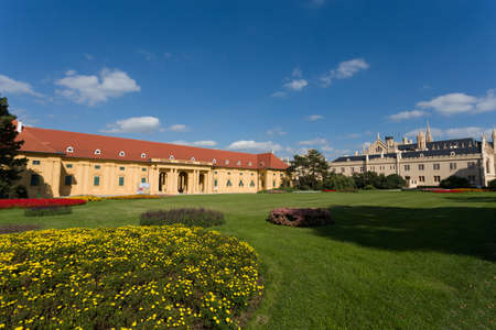 Front View of Lednice Castle at Sunset, UNESCO World Heritage in Lednice, South Moravia, Czech Republicのeditorial素材