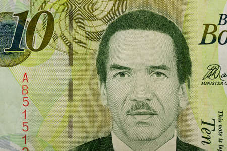 Detail of 10 Botswana Pula banknote. Botswana Pula is the national currency of Botswanaの写真素材
