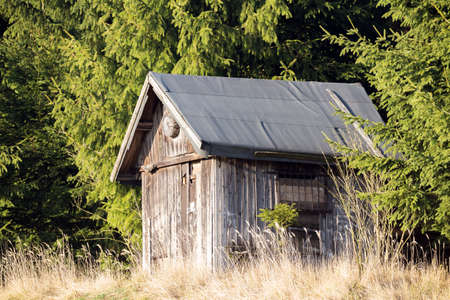 Wooden Hunters Huts, gingerbread house in rural Landscape, Czech Republic Sceneryの写真素材
