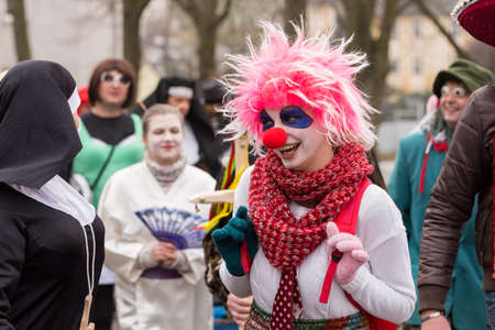 PUKLICE, CZECH REPUBLIC - JANUARY 13, 2016: People attend the Masopust Carnival, a traditional...