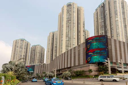 JAKARTA - August 10: Office buildings and shopping center in Jakarta. August 10, 2015 in Jakarta, Indonesia.のeditorial素材