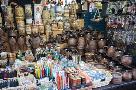 PRAGUE - December 3: Souvenir shop at famous Havels Market in first week of Advent in Christmas ....