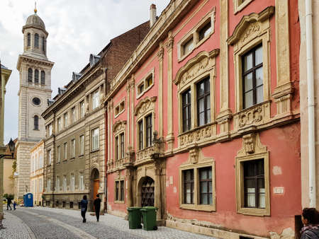 SOPRON, HUNGARY - SEPTEMBER 24: Historical building in center of Sopron. Sopron is a beautiful and historical city in Hungary on the Austrian border. September 24, 2017 in Sopron, Hungaryのeditorial素材
