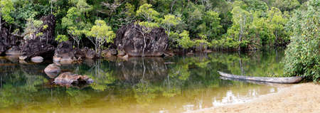Beautiful pure nature river landscape, Masoala National Park, Madagascar picturesque wilderness nature scene.の写真素材