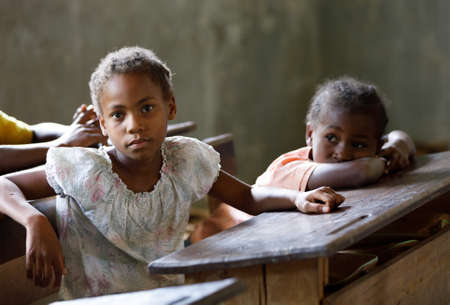 MADAGASCAR OCTOBER 17.2016: Malagasy school children students in classroom, Maroantsetra - Andranofotsy, October 20. 2016, Madagascarのeditorial素材