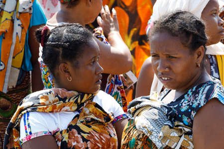 NOSY BE ,MADAGASCAR - NOVEMBER 3.2016 Malagasy woman waiting for transport ship in Nosy Be port. Nosy be, Madagascar, November 3. 2016のeditorial素材