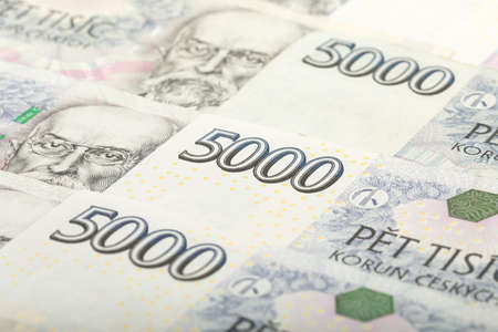 background from czech thousand banknotes, money business banking conceptの写真素材