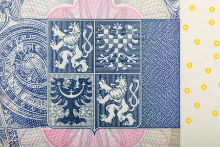 detail of czech banknote nominal value five thousand crowns, money business banking conceptの写真素材