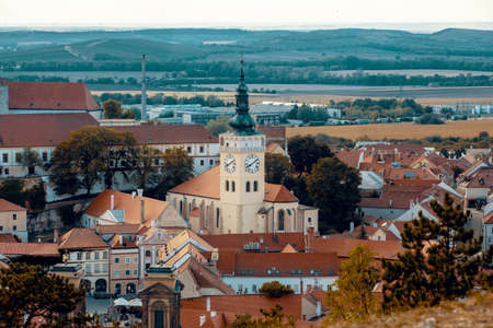 Mikulov city and castle, view from St. Sebastiano's chapel (Svaty Kopecek) - Mikulov, South Moravia,...