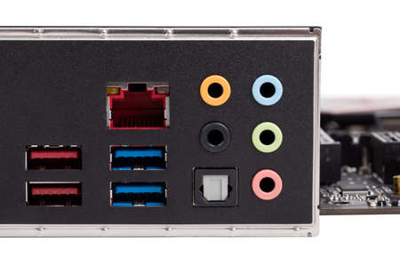 gaming PC mainboard - motherboard with installed CPU and Cooler with heat-pipes and ventilator fan...