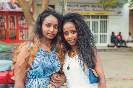 Mekele, Ethiopia - April 28, 2019: Happy ethiopian beautiful womanâs fashionably dressed in Mekele, second largest city in Ethiopia, Africaのeditorial素材