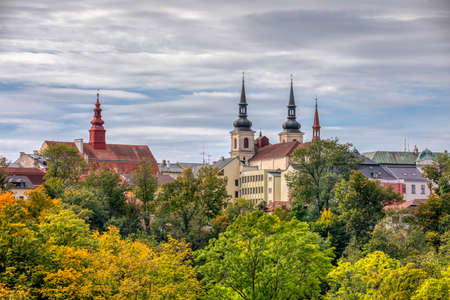 Panorama of city hall in Jihlava, region Vysocina, Highland, Czech Republic Autumn Fall colored...
