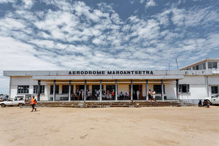 MADAGASCAR OCTOBER 18.2016 Small rural domestic airport in Maroantsetra city. Maroantsetra October 18. 2016, Madagascar.のeditorial素材