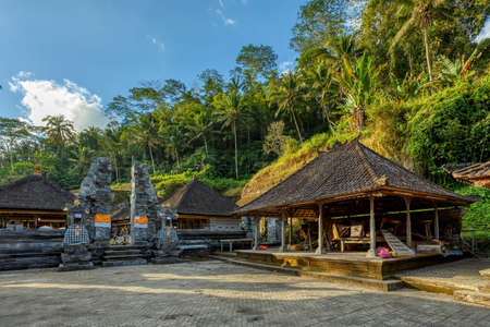 Hindu Temple near Ancient royal tombs at Gunung Kawi, Bali, Indonesiaの写真素材