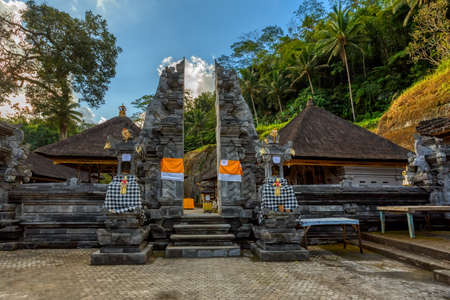 Hindu Temple near Ancient royal tombs at Gunung Kawi, Bali, Indonesiaの写真素材