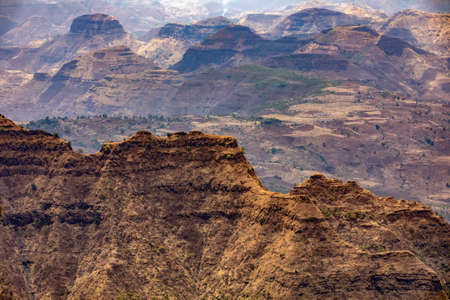 Landscape of beautiful Semien or Simien Mountains National Park landscape in Northern Ethiopia....