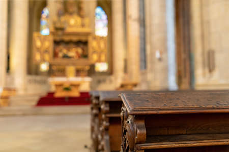 interior of famous czech Cathedral of Assumption of Our Lady and Saint John the Baptist, former monastery in Kutna Hora. Czech Republic, Europeのeditorial素材