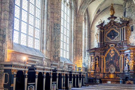 Altar amd interior of famous czech Cathedral of Assumption of Our Lady and Saint John the Baptist, former monastery in Kutna Hora. Czech Republic, Europeのeditorial素材