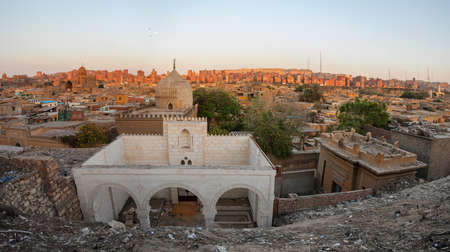 Old part of Cairo, capital of Egypt, panorama of the dead city or city of the dead. Necropolis and...