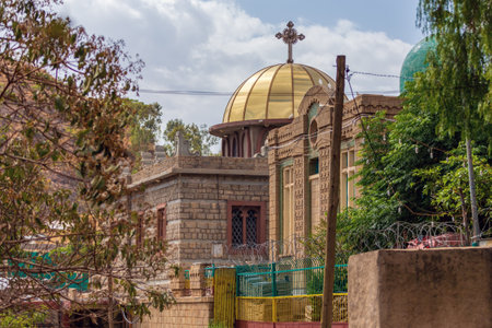 Chapel of the Tablet, allegedly house of the original Ark of the Covenant at the Church of Our Lady Mary of Zion in Axum Aksum, Tigray Region Ethiopiaの写真素材