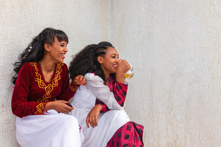 Mekelle, Ethiopia - April 28, 2019: Ethiopian beautiful woman with traditional hair style on the street in Mekelle, second largest city and capital of Tigray region, in Ethiopia Africaのeditorial素材
