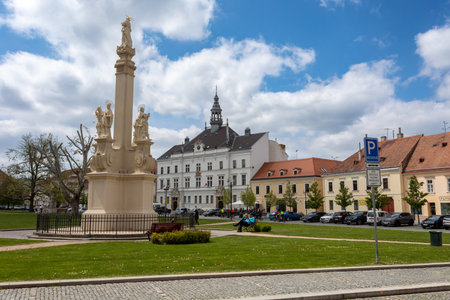 VALTICE, CZECH REPUBLIC - MAY 7th 2023: City square with historic building - Town hall in city Valtice, South Moravia, Czech Republicのeditorial素材