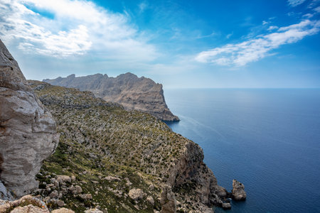 View from Mirador de Es Colomer, Peninsula de Formentor, Balearic Islands Mallorca Spain. Travel agency vacation concept.の写真素材