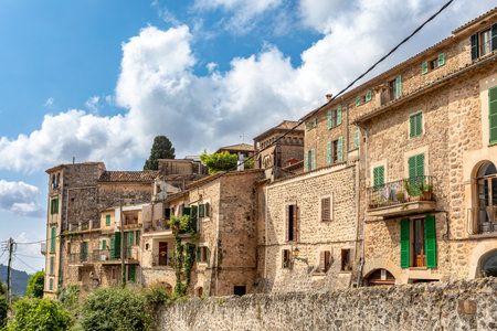 Historic center of Valldemossa. Architectural treasures - Discover the magic of Valldemossa's historic center and its Mediterranean architecture. Balearic Islands Mallorca Spain.のeditorial素材