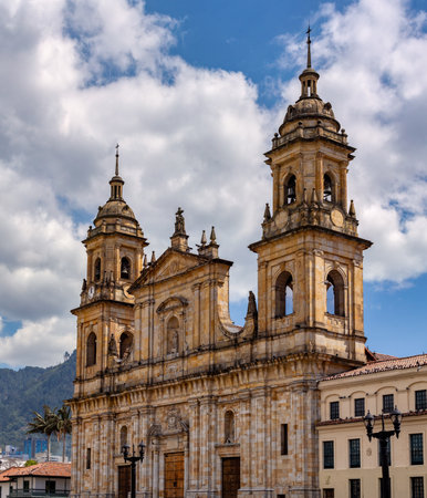 Metropolitan and Primate Catholic Cathedral Basilica of the Immaculate Conception and Saint Peter of Bogota or better known as the Metropolitan Cathedral Basilica of Bogota and Primate of Colombia.の写真素材