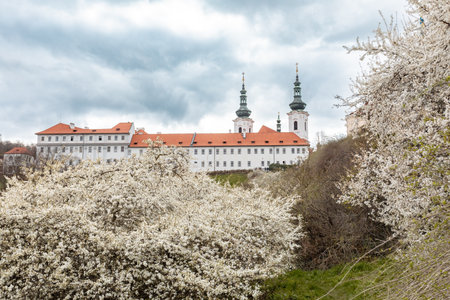 Strahov Monastery (Czech: Strahovsky klaster) is a Premonstratensian abbey founded in 1143, Central Bohemia, Czech Republicの写真素材