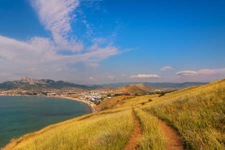 path to the beach and the seaの写真素材