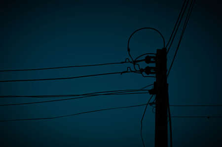 Electric Wire at nightの写真素材