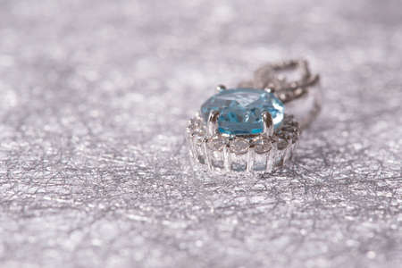 Pendant Silver Amethyst stone pattern on the fiber White tones.の写真素材