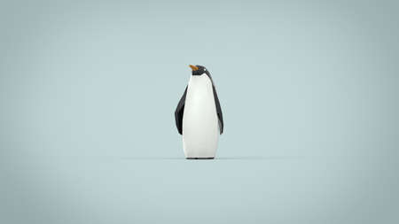 Low poly male father penguin 3d render illustration on blue backgroundの写真素材