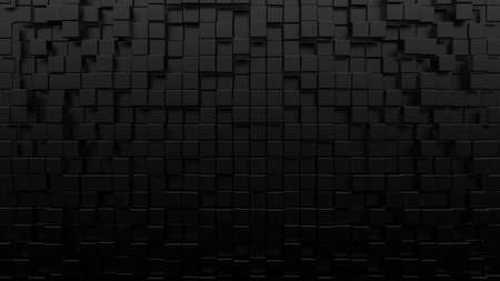 Abstract black geometric shape brick and cube composition generated in solid color 3d rendering imageの写真素材