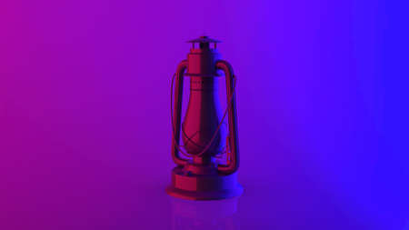 Modern trendy design in neon light studio style isolated right side view in purple, blue and violet...