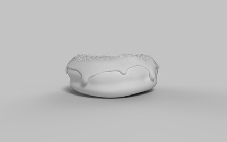 Street fast food gray white concept of sweet cake donut with empty space isolated on background ready for advertisement usage side camera view 3d rendering imageの写真素材