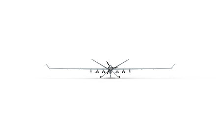 Drone army aircraft force atomic isolated on White Background for intelligence attack and defense with weapons 3d rendering image back viewの写真素材