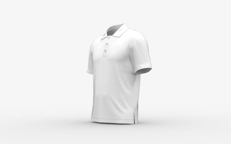 White blank polo shirt mockup with empty space for you logo or casual design fabric fashion outfit template isolated front left isometric camera view 3d rendering imageの写真素材