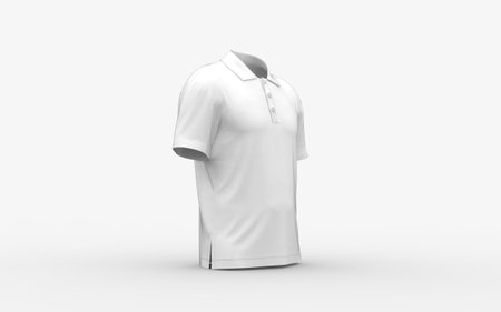 White blank polo shirt mockup with empty space for you logo or casual design fabric fashion outfit template isolated front right isometric camera view 3d rendering imageの写真素材