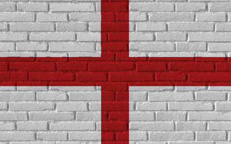England country national flag painting on old brick textured wall with cracks and concrete concept 3d rendering image realistic background bannerの写真素材