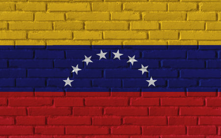 Venezuela country national flag painting on old brick textured wall with cracks and concrete concept 3d rendering image realistic background bannerの写真素材